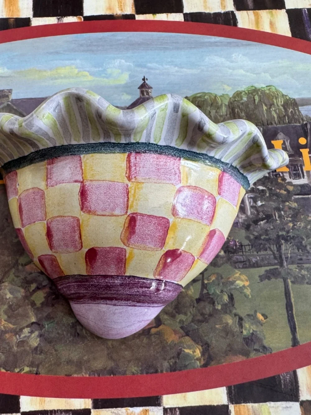 Rare Pair of MacKenzie-Childs Wallcourt Sconce Ceramic Knob Handle Pull